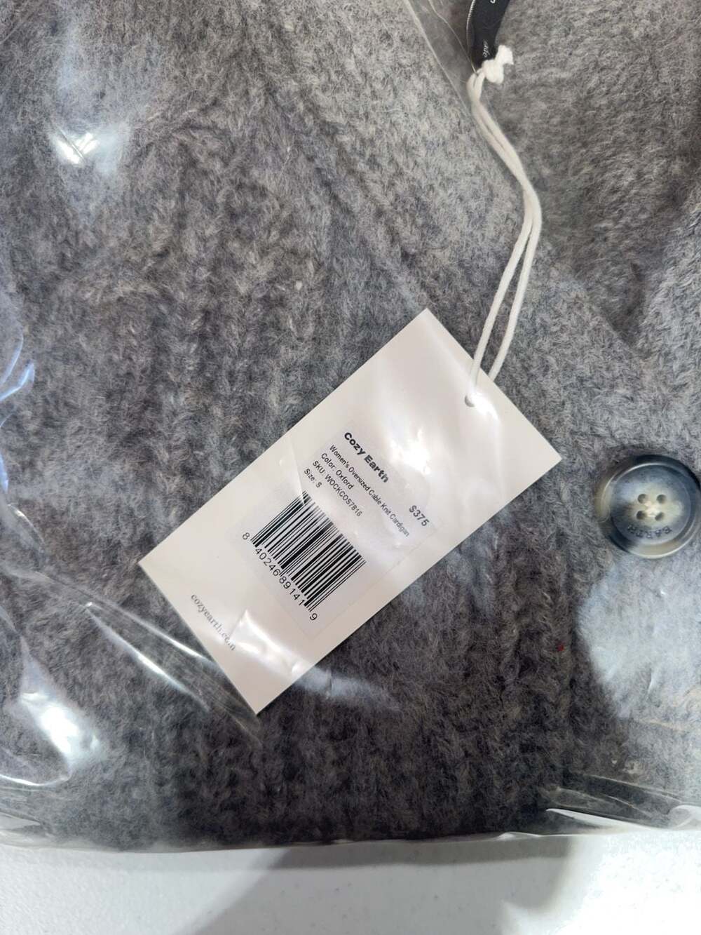 Cozy Earth Women's Oversized Cable Knit Cardigan Oxford Size S - Picture 3 of 4